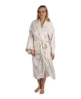 Tahari Women's Velour Kimono Robe with Flowy Bell Sleeves Satin Trim and Tie Front