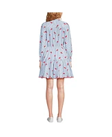 Lands' End Women's Long Sleeve Eyelet Mini Popover Dress