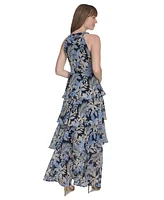 Tommy Hilfiger Women's Printed Tiered Halter Maxi Dress