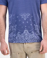 Guess Men's Short Sleeve Paisley Burnout Crewneck T-Shirt