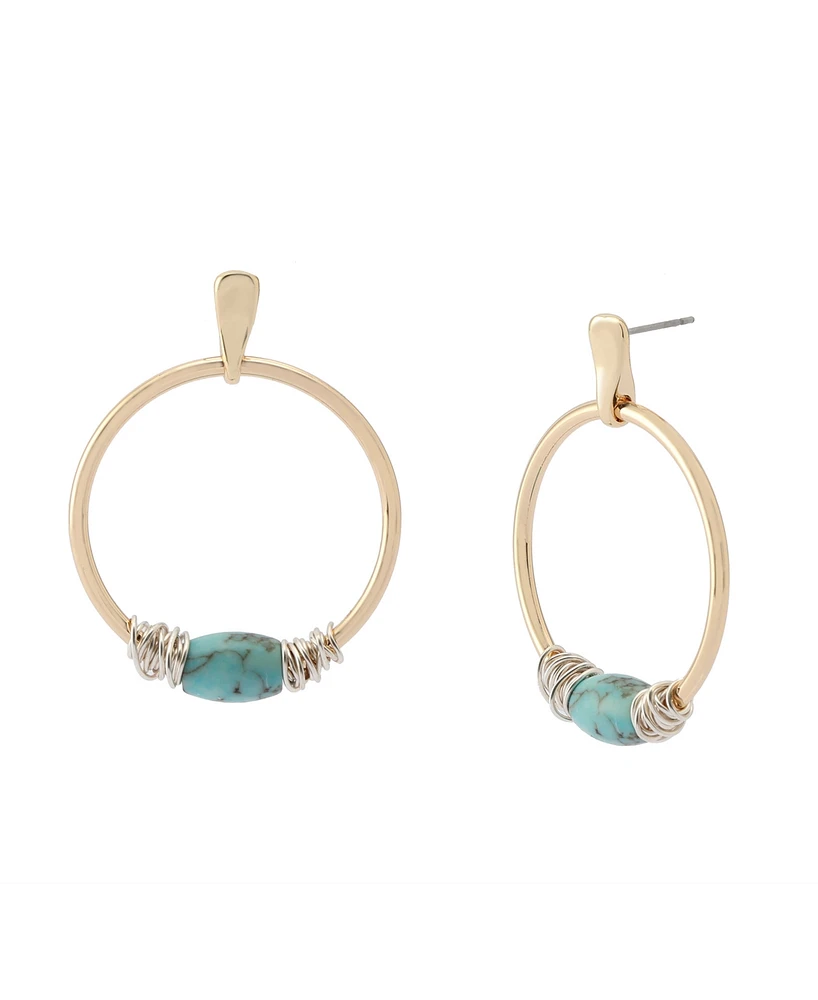 Robert Lee Morris Soho Turquoise Stone Hoop Earrings