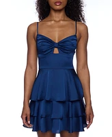 B Darlin Juniors' Satin Three-Tiered Mini Dress