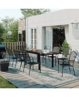 9-Piece Outdoor Dining Set with Aluminum Extendable Table 53"- 106" and Dining Chair