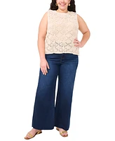 Vince Camuto Plus Pointelle Sleeveless Crewneck Tank