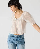 Steve Madden Women's Lana Sheer Puff-Sleeve Top