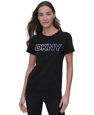 Dkny Sport Women's Ombre Outline-Logo Crewneck T-Shirt