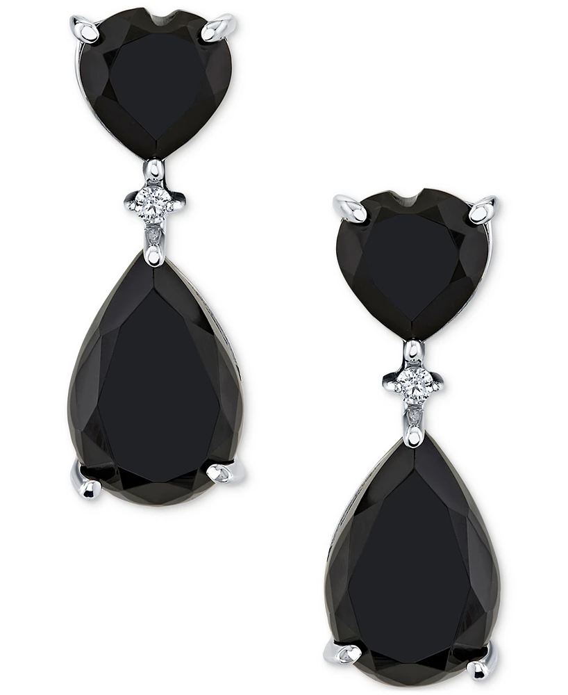 Onyx & Diamond Accent Drop Earrings in Sterling Silver