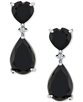 Onyx & Diamond Accent Drop Earrings in Sterling Silver
