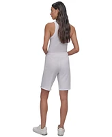 Dkny Sport Women's Cotton Logo Pull-On 10" Bermuda Shorts