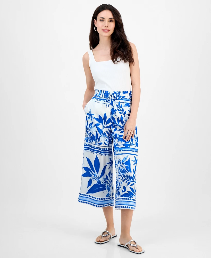 I.n.c. International Concepts Petite Printed High-Rise Cropped Pants, Exclusively at Macy's