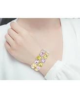 Laundry by Shelli Segal Pink and Green Faceted Stone Stretch Bracelet