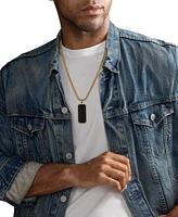 Esquire Men's Jewelry Carbon Fiber Dog Tag 22" Pendant Necklace in Black & Gold-Tone Ion Plated Stainless Steel, Exclusively at Macy's