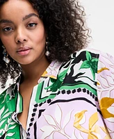 I.n.c. International Concepts Plus Mixed-Print Blouse, Exclusively at Macy's
