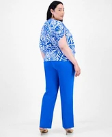 I.N.C. International Concepts Plus Size Printed Surplice Top Pull On Straight Leg Pants Exclusively At Macys