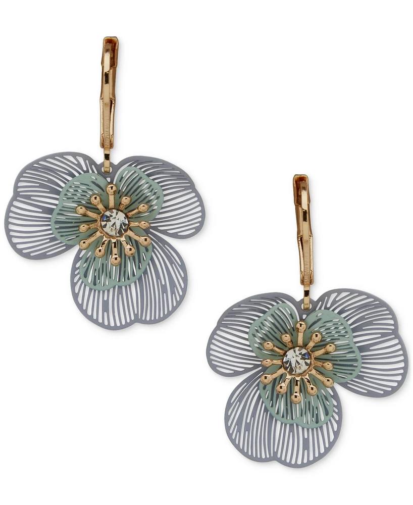 lonna & lilly Gold-Tone Multi Layered Flower Drop Earrings