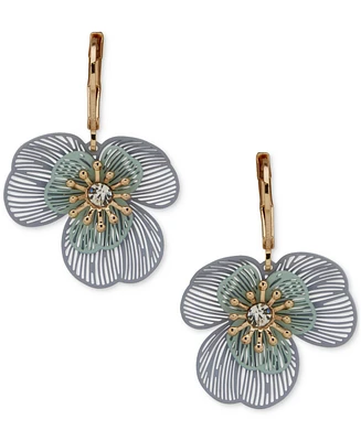lonna & lilly Gold-Tone Multi Layered Flower Drop Earrings