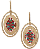 lonna & lilly Gold-Tone Blue Oval Beaded Drop Earrings