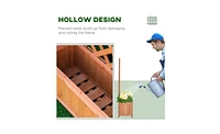 Wooden Planter Shelf with Integrated Planter Box for Plants