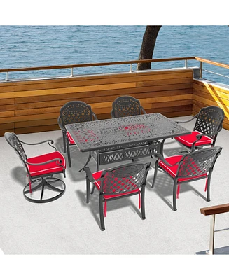 7-Piece Aluminum Dining Set with Swivel Chairs