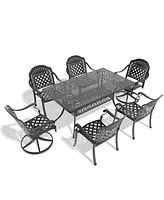 7-Piece Aluminum Dining Set with Swivel Chairs