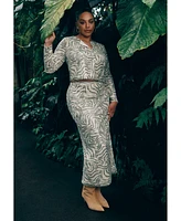 Eloquii Plus Printed Sequin Maxi Skirt