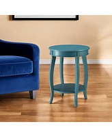 Round Solid Wood End Table with Shelf – Classic Design and Extra Storage