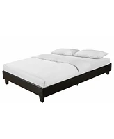 Solid & Manufactured Wood Bed Frame – Faux Leather Upholstered Headboard