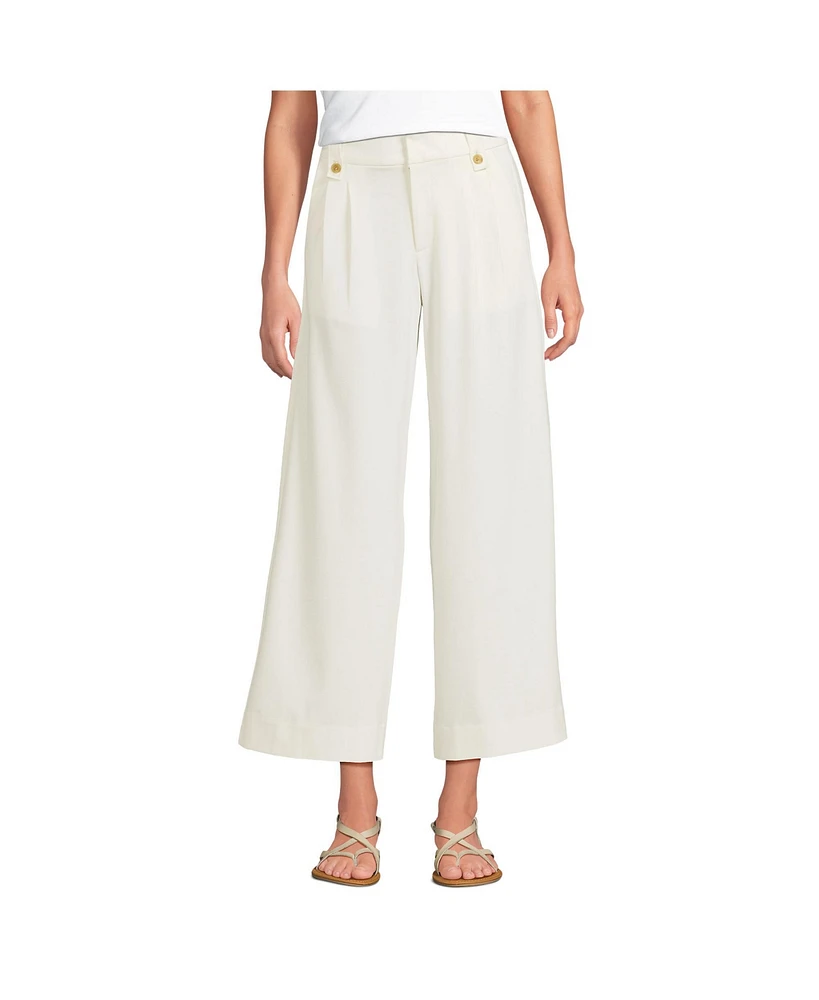 Lands' End Women's Soft Polish High Rise Wide Leg Crop Pants