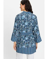 Olsen Women's Ikat Print Kimono Robe