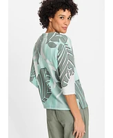 Olsen Women's Tropic Palm Leaf Jersey Top