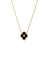 By Adina Eden Cubic Zirconia Bezel Colored Stone Clover Pendant Necklace