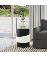 LuxenHome Modern Black and White Metal Round Side Table