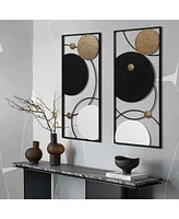 LuxenHome 2-Piece Black, White, and Gold Modern Abstract Wall Decor Set