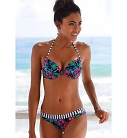 Lascana Women's Mix Print Push Up Bikini Swimsuit Top