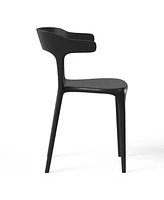 Modern Stackable Resin Plastic Patio Dining Chair (Set of