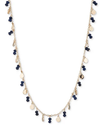 Lauren Ralph Lauren Gold-Tone Shaky Disc & Bead Collar Necklace, 16" + 3" extender