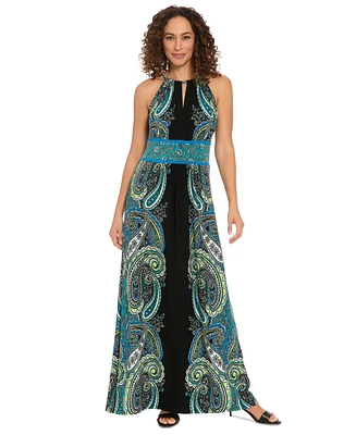 London Times Women's Printed Sleeveless Maxi Dress