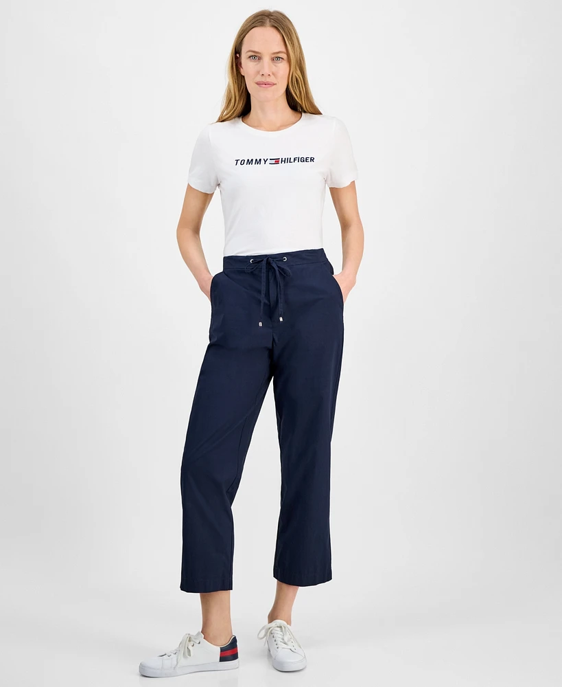 Tommy Hilfiger Women's Cotton Tie-Front Ankle Pants