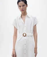 Mango Women's Linen Shirt Dress
