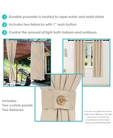 x -Inch Indoor/Outdoor Room-Darkening Curtain Panel with Grommet Top - Includes Tieback