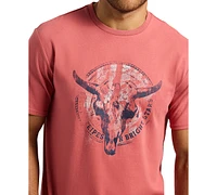 Men's Tarz Relaxed Fit Short Sleeve Bull Skull Graphic Crewneck T-Shirt