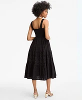 On 34th Women's Smocked Embroidered Eyelet Midi Dress, Exclusively at Macy's