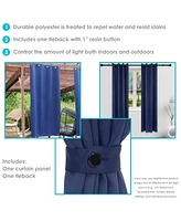 52 x 95-Inch Outdoor Blackout Curtain with Grommet Top - Includes Tiebacks Blue