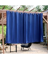 101 x 83 Inch Outdoor Blackout Curtain with Grommet Top - Includes Tieback - Blue - Set of 2