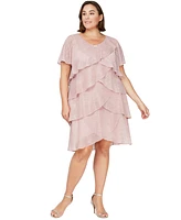 Sl Fashions Plus Tiered Metallic Dress