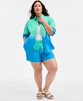 On 34th Trendy Plus Size Ombre Rhinestone Shirt Ombre Drawstring Shorts Exclusively At Macys