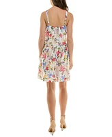 Taylor Petite Printed Pintuck-Bodice Sleeveless Shift Dress