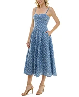 Taylor Petite Sweetheart-Neck Embroidered Midi Dress