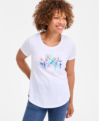 Style & Co Women's Iris Graphic Crewneck Short-Sleeve T-Shirt, Exclusively at Macy's