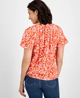 Style & Co Women's Paisley-Print Flutter-Sleeve Top, Exclusively at Macy's